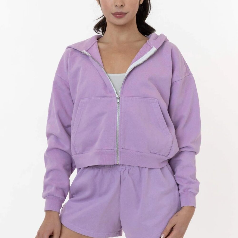 Cropped Zip Hoodie, Lavender, size L/XL,
